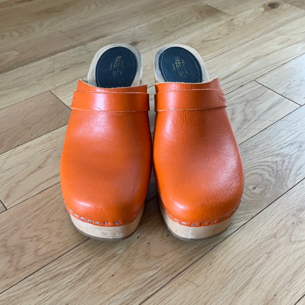 Size 38 Swedish Hasbeens in Orange Leather